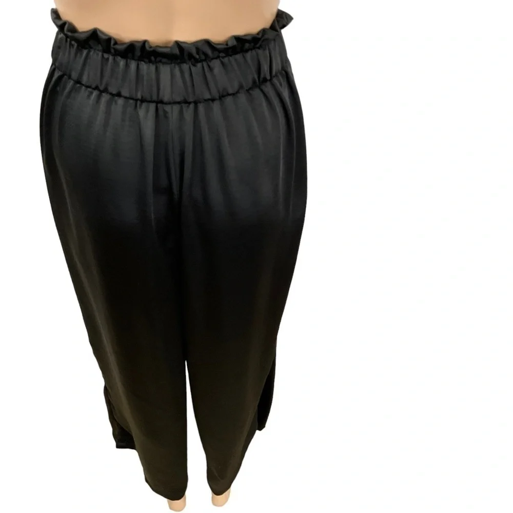 SAVVI Penny Satin Pants black wide leg size small - Picture 6 of 10